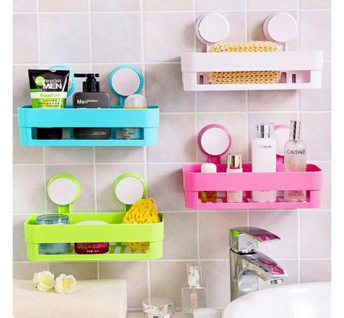 Полиця на присосках для ванної/кухні. прямокутна Bathroom Shelves Без вибору кольору.
