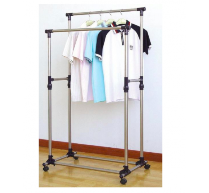 Телескопічна стійка, вішалка для одягу та взуття в гардеробну Double Pole Clothes Horse Mini