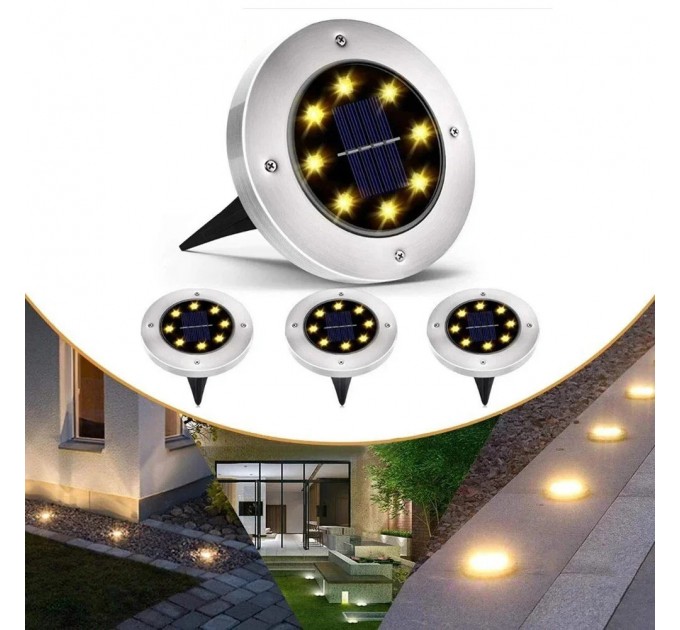 Лампа заземлення 4шт 8 світлодіодів сонячної енергії Ground lamp