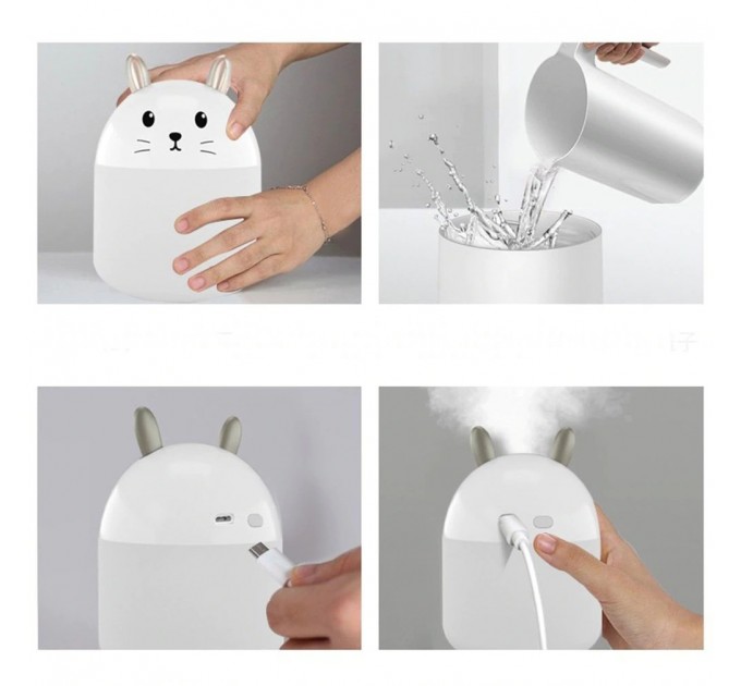 Зволожувач І НІЧНИК 2 В 1 HUMIDIFIERS RABBIT (КОТИК) | USB