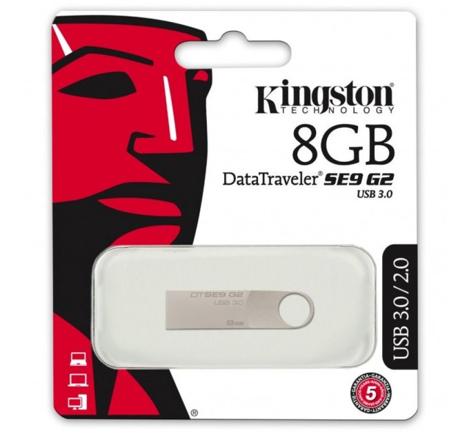 Флеш накопичувач USB 8Gb Kingston SE9 (Метал) (3.0)