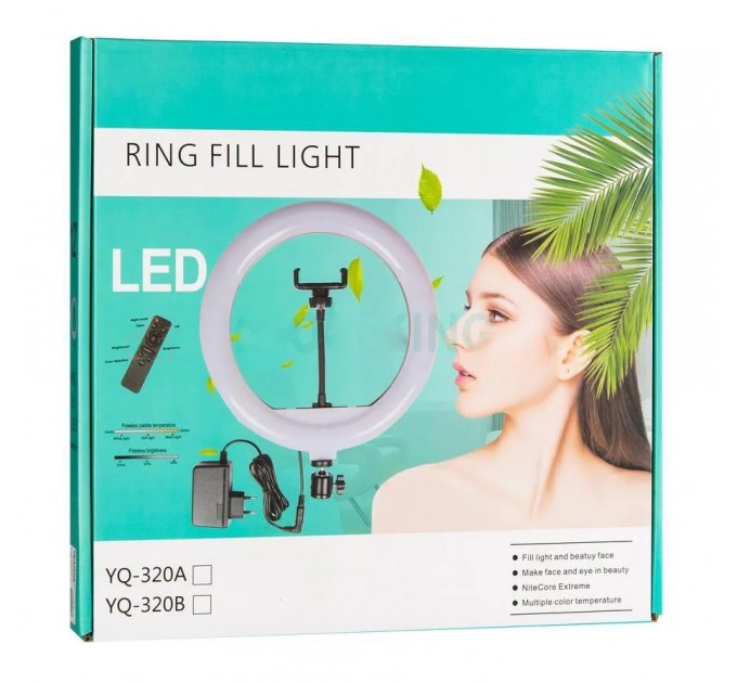 Кільцева LED лампа YQ-320 (1 крепл.тел.) (пульт) 220V (30см) (20)