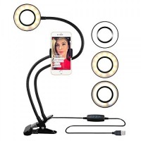 Кільцева LED лампа (ніжка з прищіпкою) (1 крепл.тел.) USB (9см) (40)