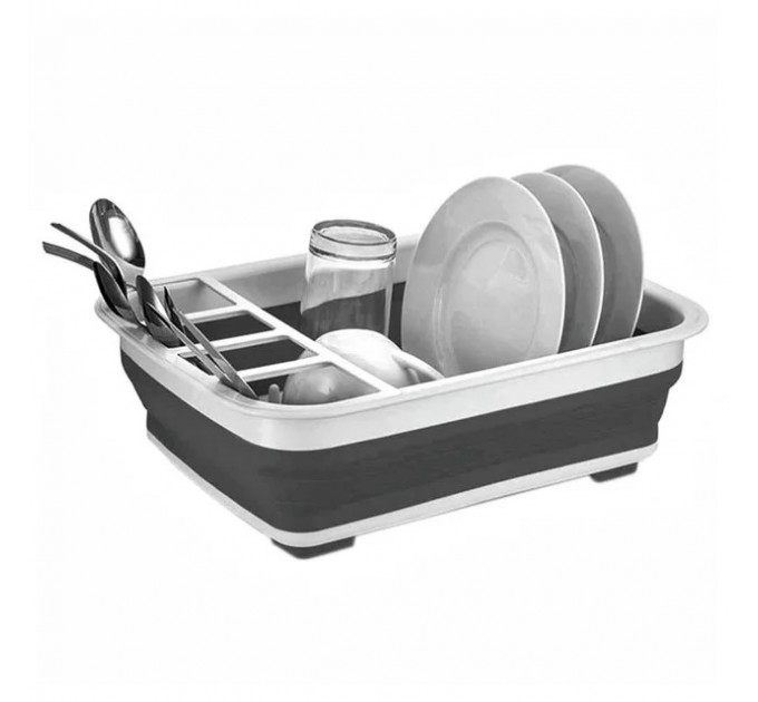 Розкладна сушарка-піддон для посуду KitchenCraft силіконова сіра