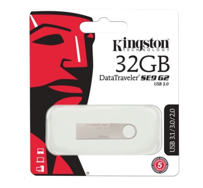 Флеш накопичувач USB 32Gb Kingston SE9 (Метал) (3.0)