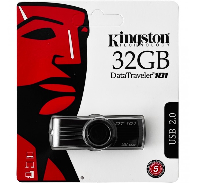Флеш накопичувач USB 32Gb Kingston DT101 (Чорна)