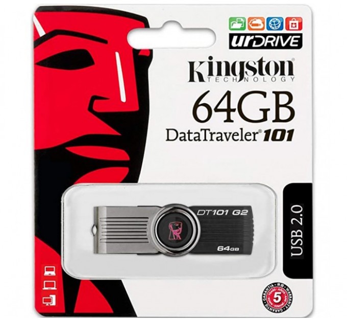 Флеш накопичувач USB 64Gb Kingston DT101 (Червона) (3.0)