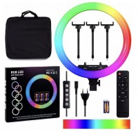 Кільцева LED лампа RGB MJ18 (45см) (3 кріплення) (пульт) (сумка) (6)