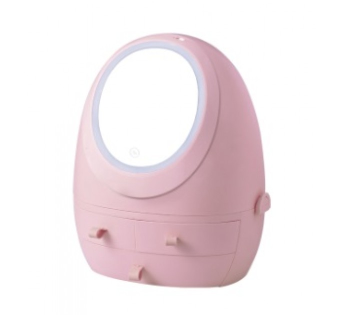 Органайзер для косметики з дзеркалом LED (Рожевий) (W-2)