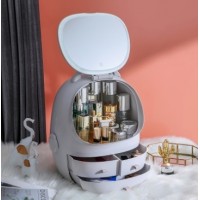 Органайзер для косметики 4 секції з дзеркалом LED (Білий) (W-25)
