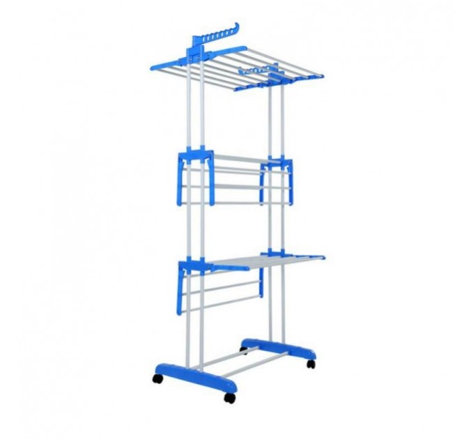 Сушарка для білизни Garment Rack With Wheels 3 яруси (Сірий, синя, рожева) (TW116) (6)