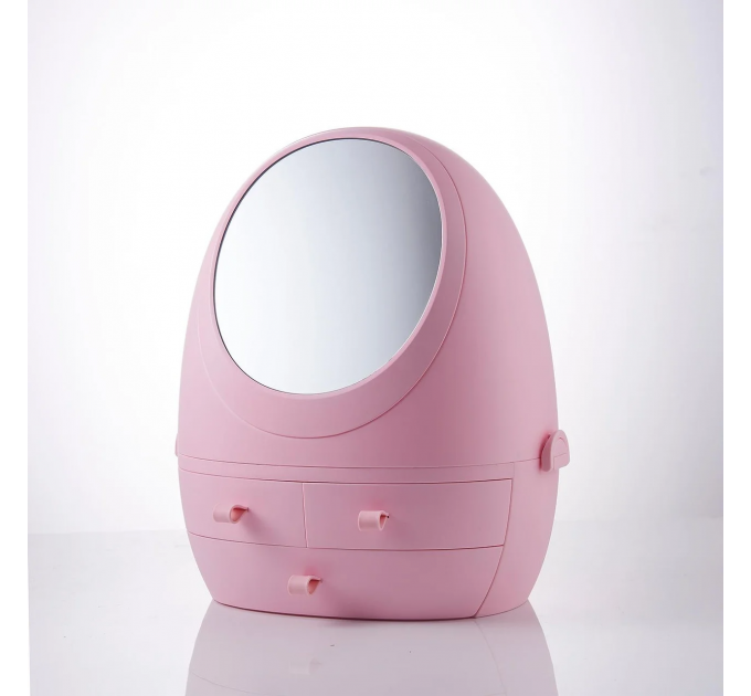 Органайзер для косметики з дзеркалом LED (Рожевий) (W-2)