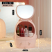 Органайзер для косметики 4 секції з дзеркалом LED (Рожевий) (W-24)