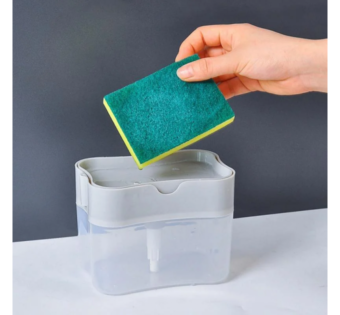 Органайзер для мочалок із дозатором мила Soap Pump Sponge Caddy