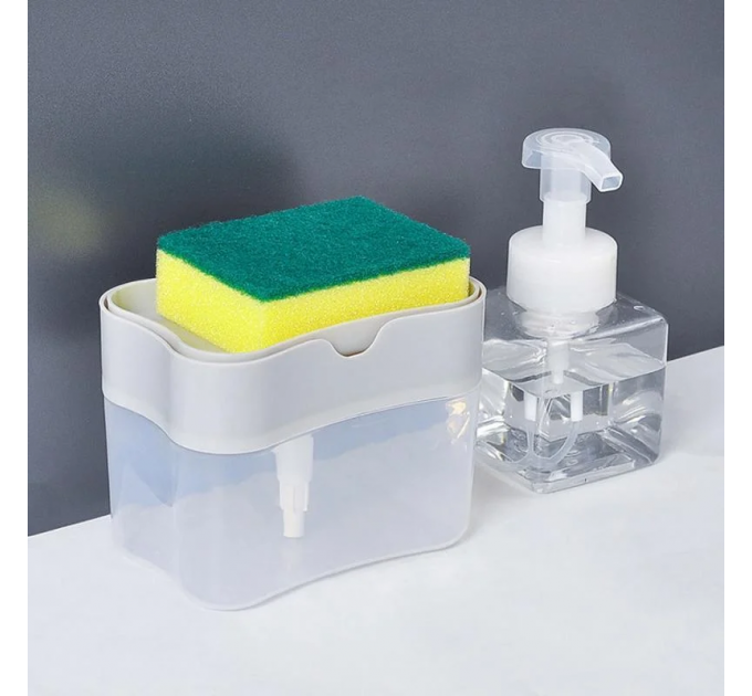 Органайзер для мочалок із дозатором мила Soap Pump Sponge Caddy