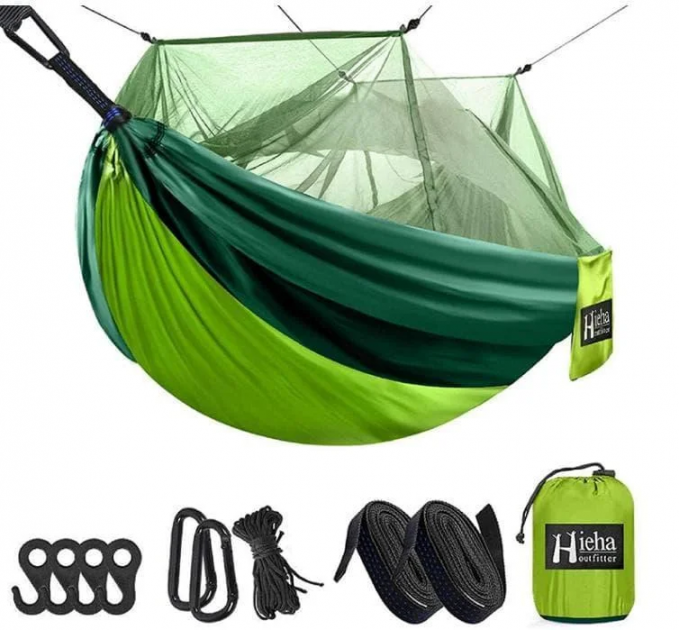 Туристичний гамак із москітною сіткою HAMMOCK NET GREEN