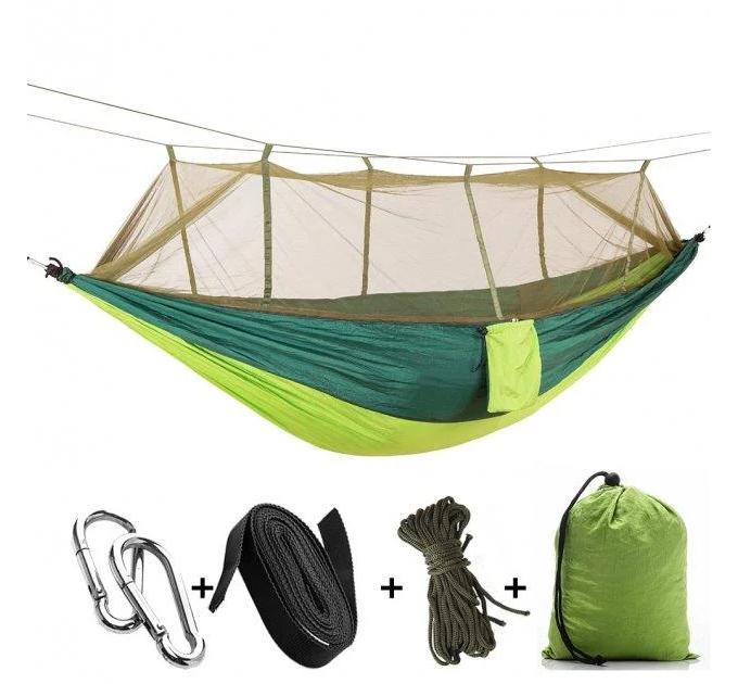 Туристичний гамак із москітною сіткою HAMMOCK NET GREEN
