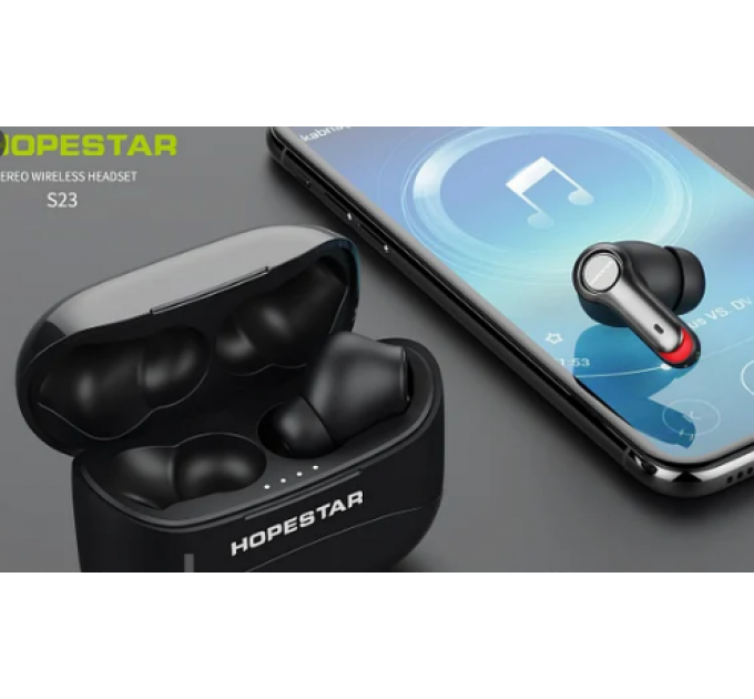 Бездротові навушники HOPESTAR S23 c bluetooth гарнітурою кейсом для зберігання та заряджання чорні