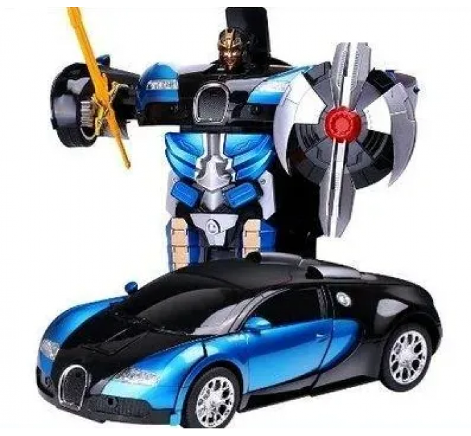 Машинка Трансформер Bugatti Robot Car Size 18 червона/синя