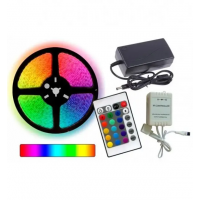 Комплект Світлодіодна стрічка багатобарвна 3528 RGB комплект 5м з пультом