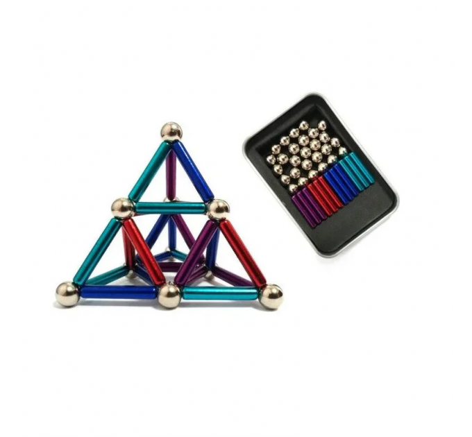 Магнітний конструктор Neo MIX COLOR 36 шт. магнітні палички та 28 шт. сталеві кульки