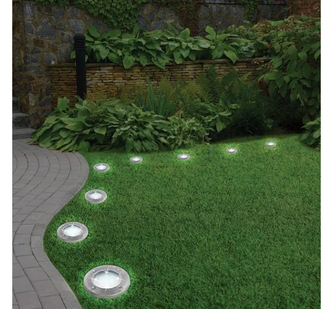 Сонячні вуличні світильники для дому та саду Solar Disk Lights комплект із 4-х штук