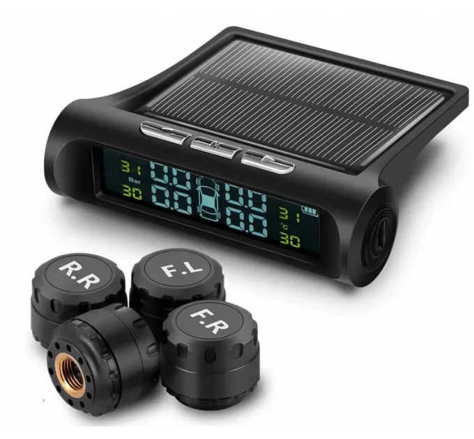 Система контролю, моніторингу тиску та температури в шинах TPMS із 4 зовнішніми датчиками