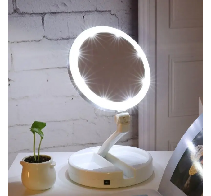 Дзеркало кишенькове світлодіодне косметичне з led підсвічуванням для макіяжу.