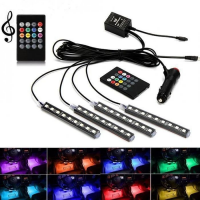 Універсальна RGB LED підсвічування в авто Car LED RGB, з пультом, вологостійка, в прикурювач