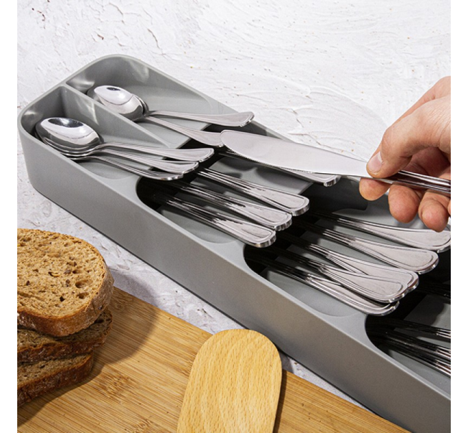 Органайзер Лоток для столових приладів Compact Cutlery Organiser сірий
