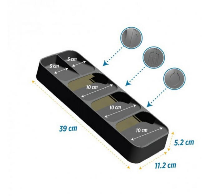 Органайзер Лоток для столових приладів Compact Cutlery Organiser сірий