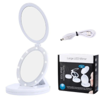 Складане дзеркало з LED підсвічуванням Large LED Mirror ECLIPSE. Дзеркало для макіяжу