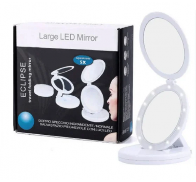 Складане дзеркало з LED підсвічуванням Large LED Mirror ECLIPSE. Дзеркало для макіяжу