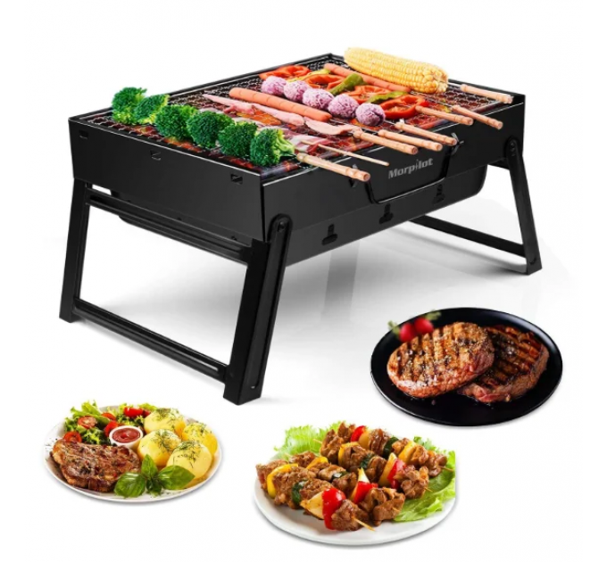 Складаний BBQ гриль Mensory Grill Portable, довжина 35 см, чорний