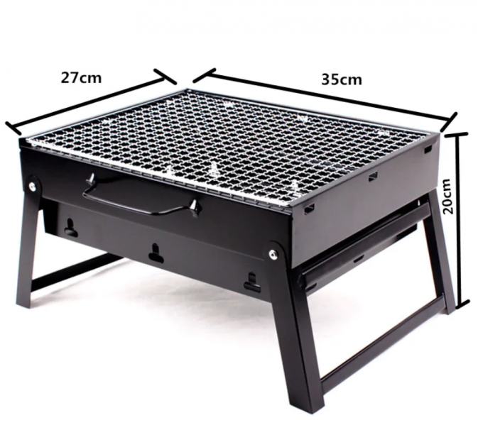 Складаний BBQ гриль Mensory Grill Portable, довжина 35 см, чорний