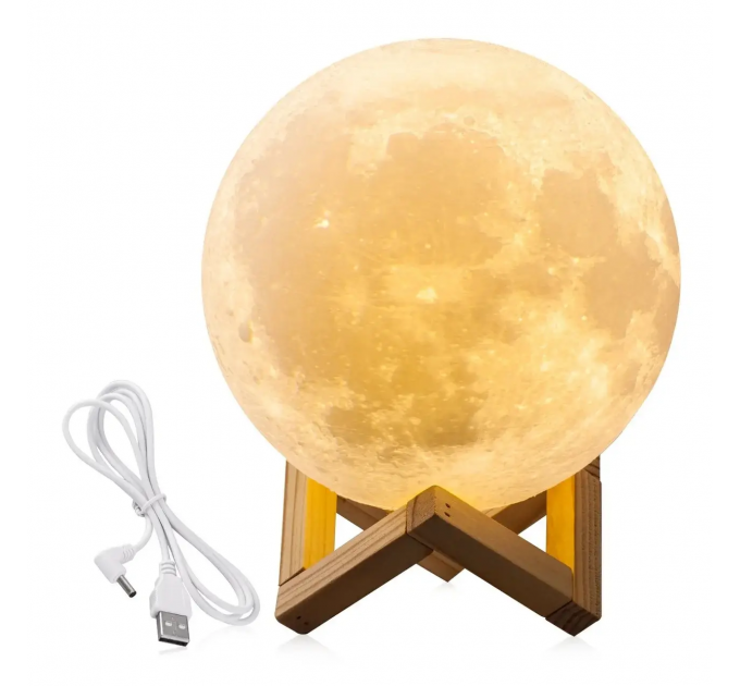 Настільний світильник Magic 3D Moon UKC сенсорний нічник 6 кольорів Light RGB Місяць 13 см
