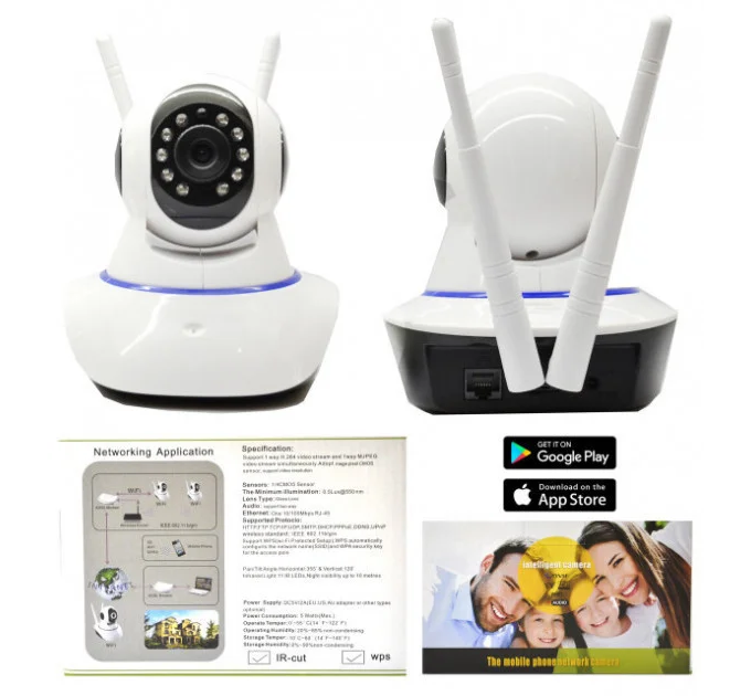 Бездротова IP-камера з WiFi, Hiseeu нічне бачення, функція відео няня, Full HD. Біла