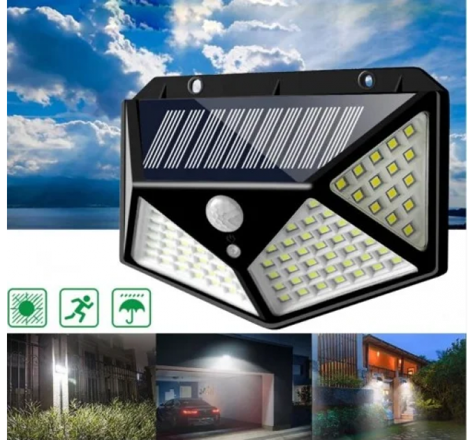 Світильник з датчиком руху на вулицю на сонячній батареї solar interaction wall lamp 100 LED