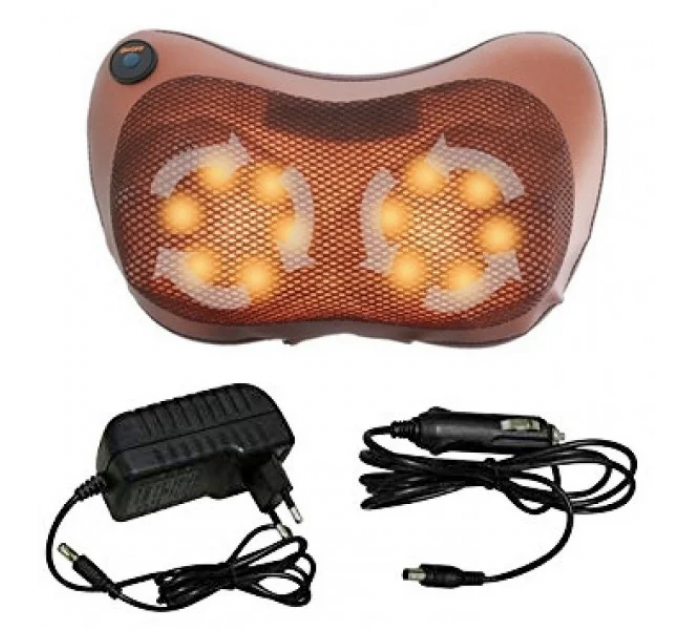 Масажна Подушка MASSAGE PILLOW QY-8028-2 (по 2 роликів) з підігрівом для шиї та спини, універсальна