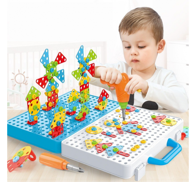 Мозаїка конструктор із шуруповертом Creative Puzzle 193 деталі TLH-28