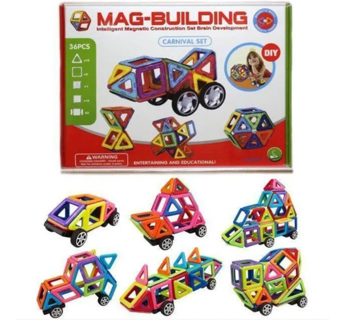 Магнітний конструктор на 36 деталей MAG-BUILDING CARNIVAL