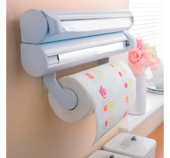Кухонний диспенсер для плівки, фольги та рушників Kitchen Roll Triple Paper Dispenser | тримач рушників
