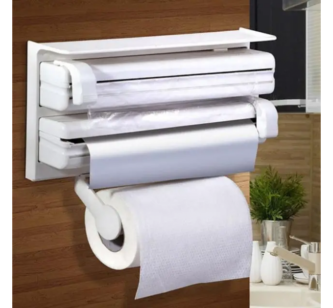 Кухонний диспенсер для плівки, фольги та рушників Kitchen Roll Triple Paper Dispenser | тримач рушників