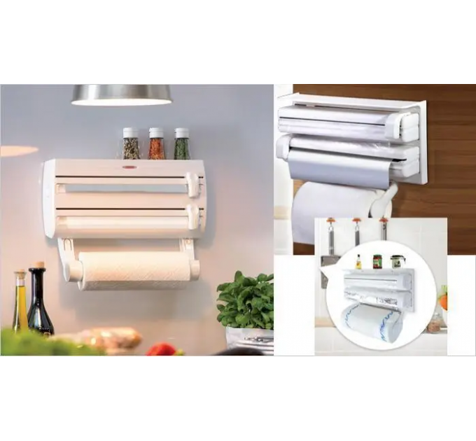 Кухонний диспенсер для плівки, фольги та рушників Kitchen Roll Triple Paper Dispenser | тримач рушників