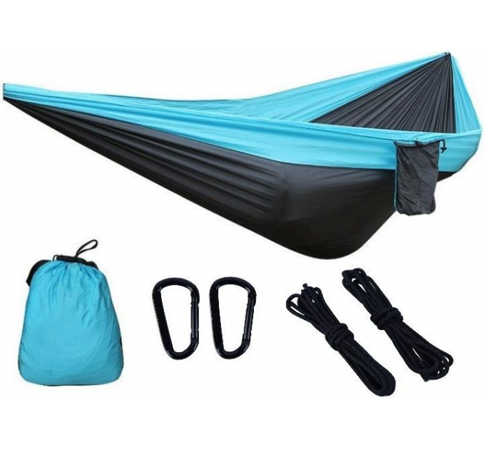 Гамак з нейлону одномісний туристичний Travel hammock 270х140 см Літній з кишенею