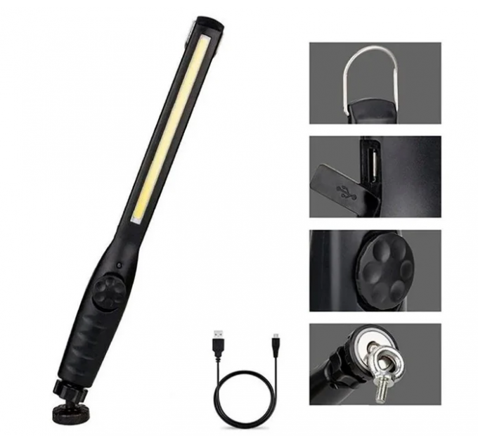 Ліхтарик BL 821+ з магнітом COB 18650 battery usb charge