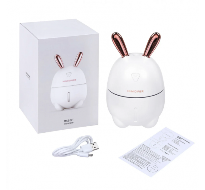Нічник та зволожувач повітря 2в1 Humidifiers Rabbit Білий