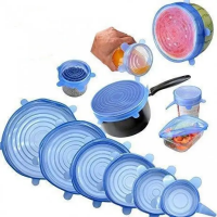 Набір силіконових кришок Kitchenio Super Stretch Silicone Синіх 6 шт