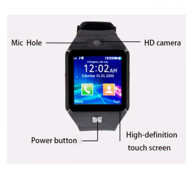 Розумний Годинник Smart Watch Dz09 Black