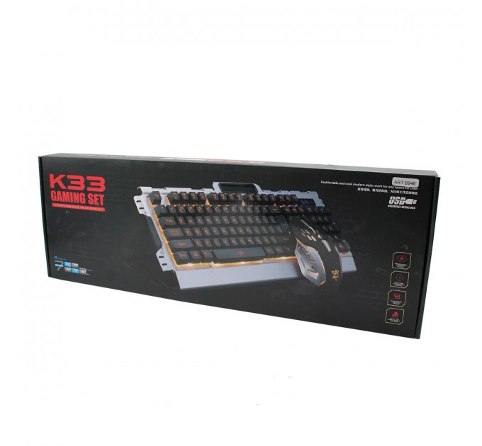 Ігрова клавіатура з мишкою Led Gaming Keyboard+Mouse K33 дротовий комплект